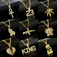 hip hop punk mens necklace pendant chain luxury crystal gold color necklace fashion for man woman nightclub exaggerated jewelry