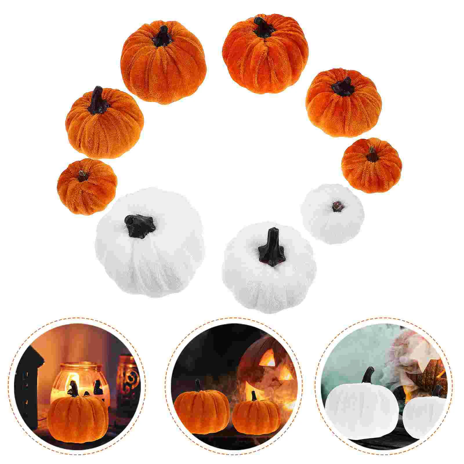 

9pcs Stuffed Pumpkin Ornaments Adorable Small Pumpkins Prop Thanksgiving Pumpkin Decors