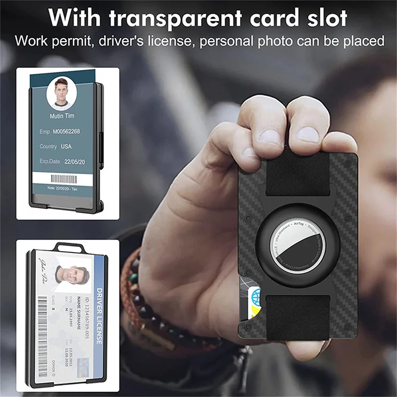 New Rfid Card Holder Men Women Airtag Thin Wallet Money Bag Metal Purse Slim for Apple Tracker Air Tag 2023 Carbon Fiber Case