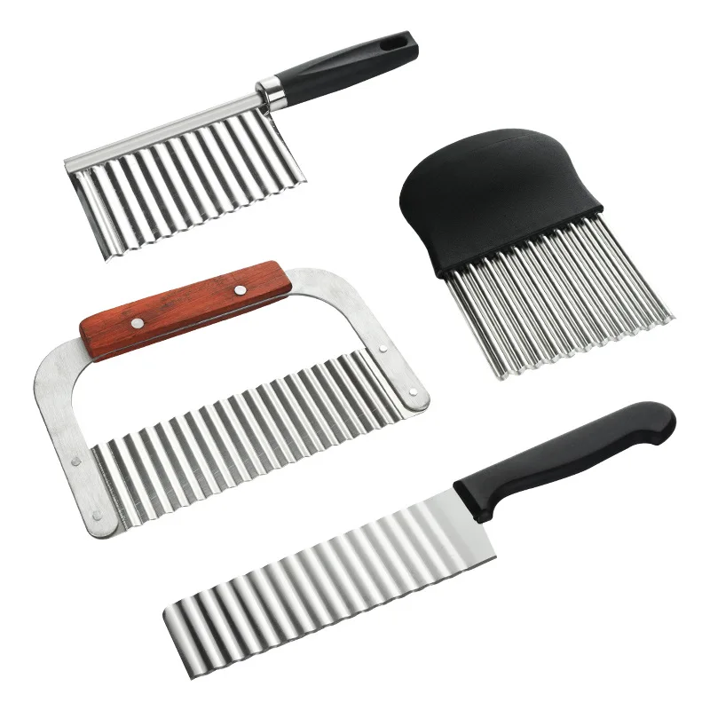 

1PC Stainless Steel Potato Chip Slicer Dough Vegetable Fruit Crinkle Wavy Slicer Knife Potato Cutter Chopper French Fry Maker
