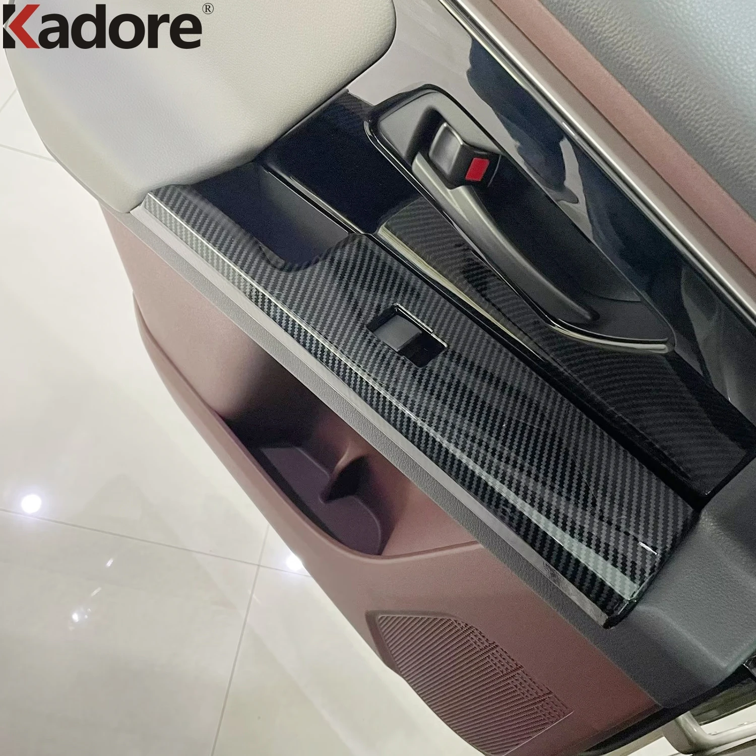 

Для Toyota Bz4x 2021 2022 подлокотника из углеродного волокна для автомобиля, двери, окна, подъемника, кнопки, панель, крышка, молдинг, отделка, аксесс...