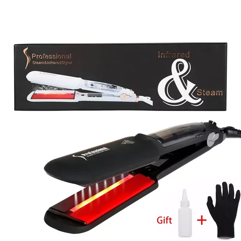 

NEW2023 Ceramic Steampod Hair Straightener Vapor Infrared Heating Flat Iron LED Display Hair Straightening Wide Plate Straight I