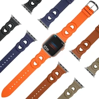 leather double ring strap for apple watch strap 42mm 44mm 45mm 38mm 40mm 41mm general for iwatch series 7 6 5 4 3 2 se band