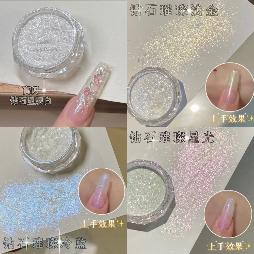 ity 1 słoik biały opalizujący chromowany proszek opalowy Nail Art Aurora proszki polaryzacyjne o wysokim połysku pył pigmentowy do paznokci