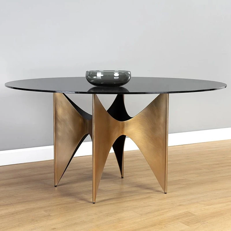 

TuyaItalian Dining Table Tempered Glass Round Table Villa Light Luxury High Quality Small Apartment Small Round Table Muebles