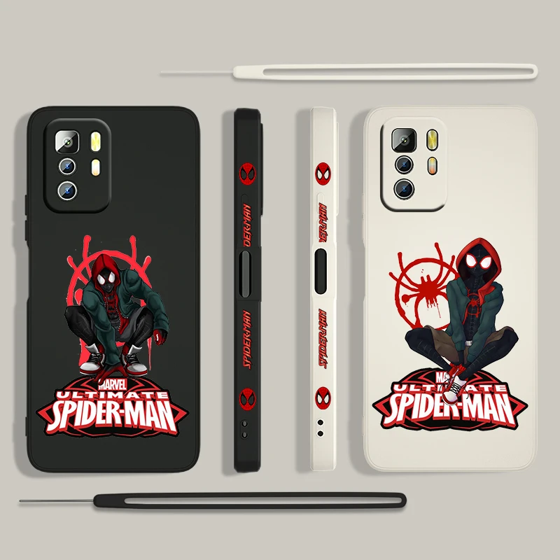 

Marvel cartoon spiderman For Xiaomi Redmi Note 11 11S 10 10S 9 9S 9T 8 8T 7 5 Pro 4G 5G Liquid Left Rope Phone Case Cover Coque