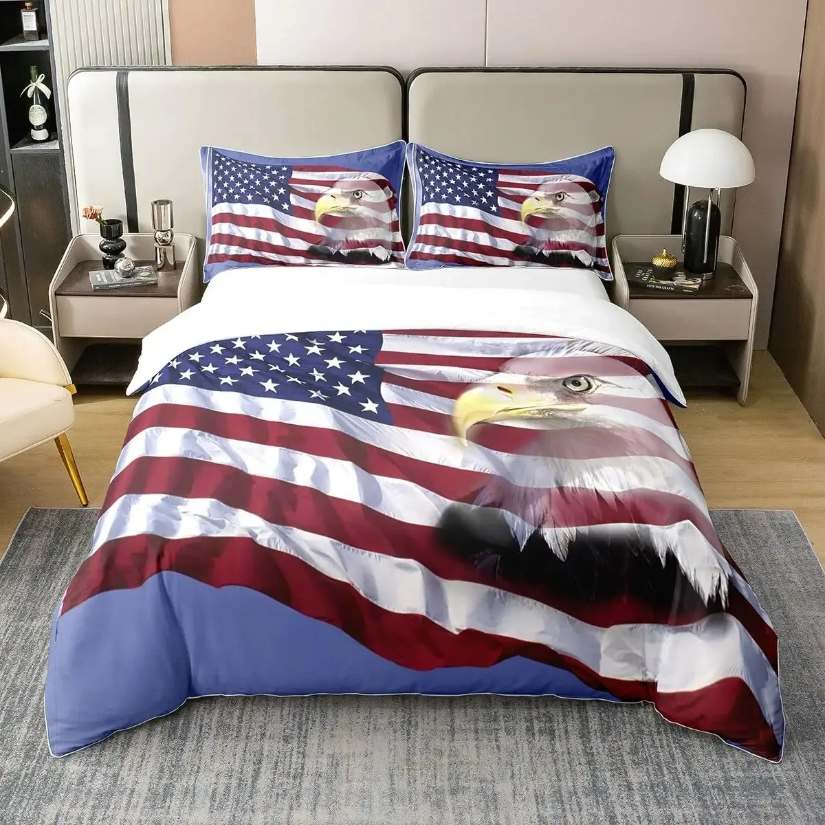 Комплект пододеяльников в Африке Воздушный вид лысиного орлана США Декоративный