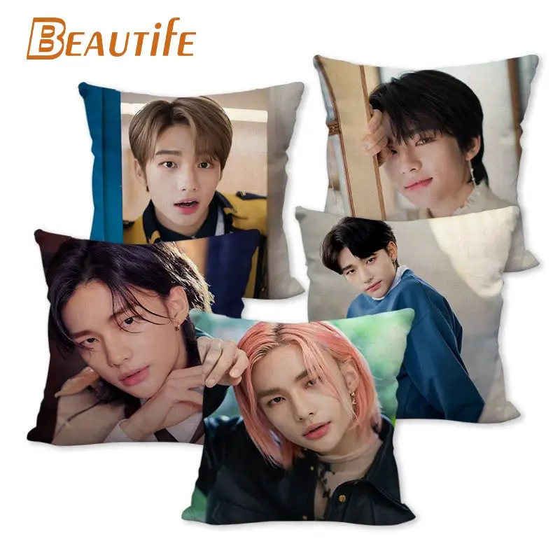 

New Hwang Hyunjin Pillowcase Bedroom Home Decorative Cover 45x45cm Square Zipper Pillow Cases Cotton Linen Fabric No Fade