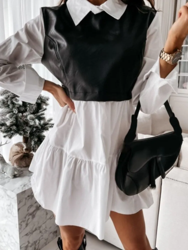 Женское патчворк платье полиэстер