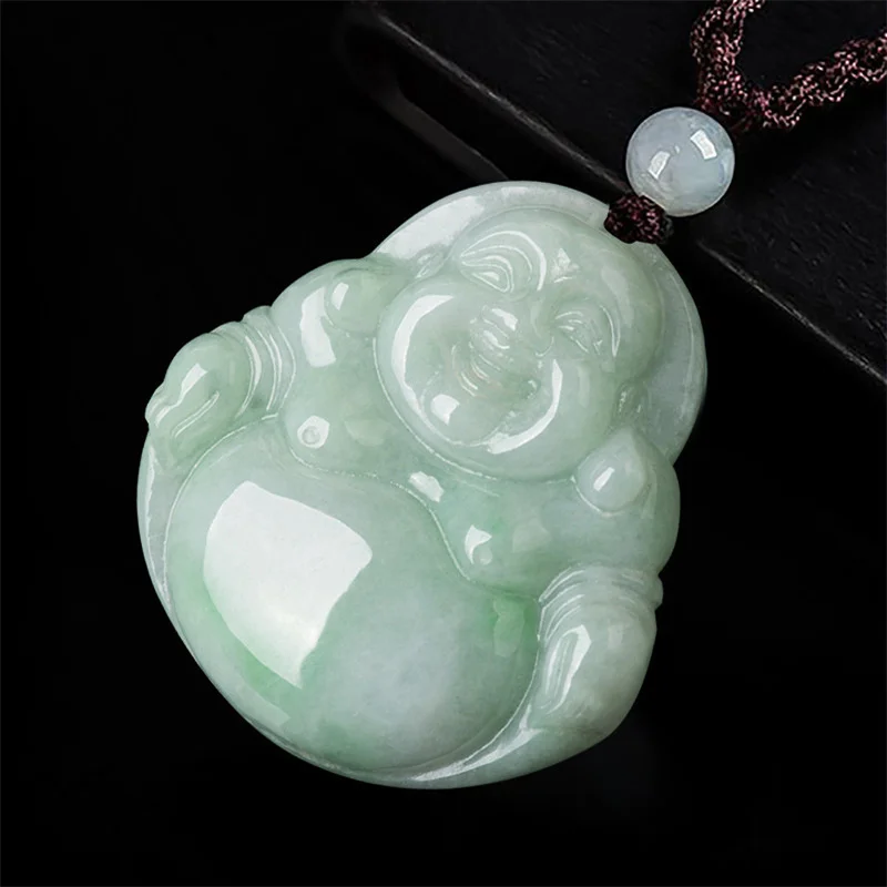 

Hot Selling Natural Hand-carve Jade Light Green Maitreya Buddha Necklace Pendant Fashion Jewelry Men Women Luck Gifts Amulet