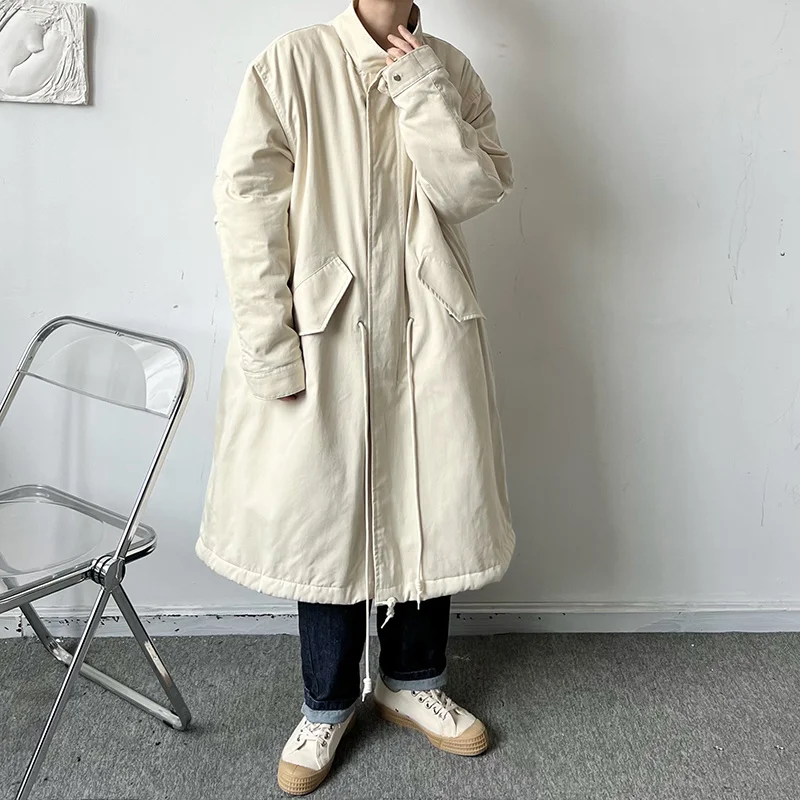 Winter Thick Long Coat Men Warm Fashion Oversized Trench Coat Men Korean Loose Thickened Windbreaker Jacket Mens Overcoat M-XL