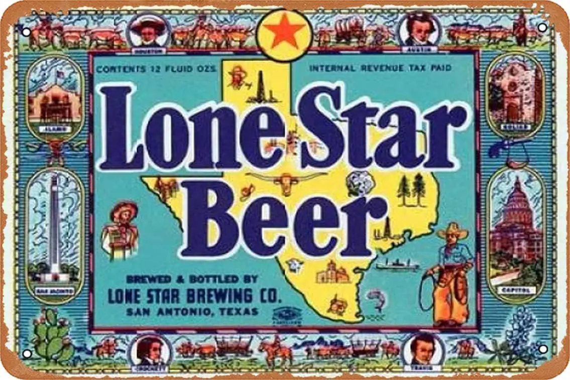 Muecddoa Lone Star Beer Decor Настенный знак декор для офиса Винтаж Ретро жестяная вывеска 8x12