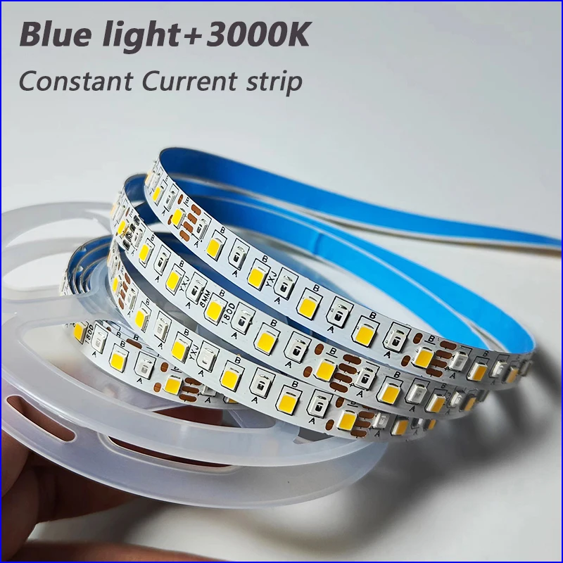

(3000K+Blue light) 3colors 5meter 2835-8mm-5B9C×2 SANAN Highlight constant current LED strip 18W×2/meter with 4 solder joints.