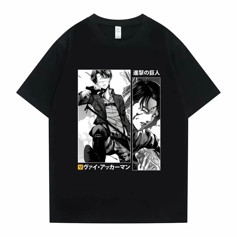 

Anime Attack on Titan Levi Rivaille Portrait Graphic Print T Shirt Short Sleeve Men Women Fashion Tshirt Unisex Cotton T-shirts