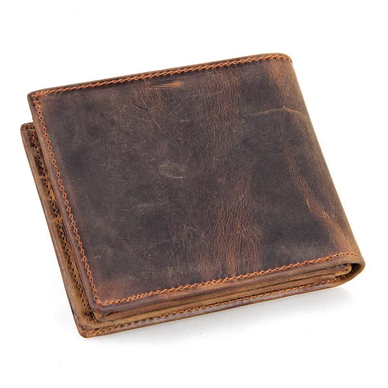 

2023 New Retro Crazy Horse Leather Wallet Genuine Leather Short Wallet
