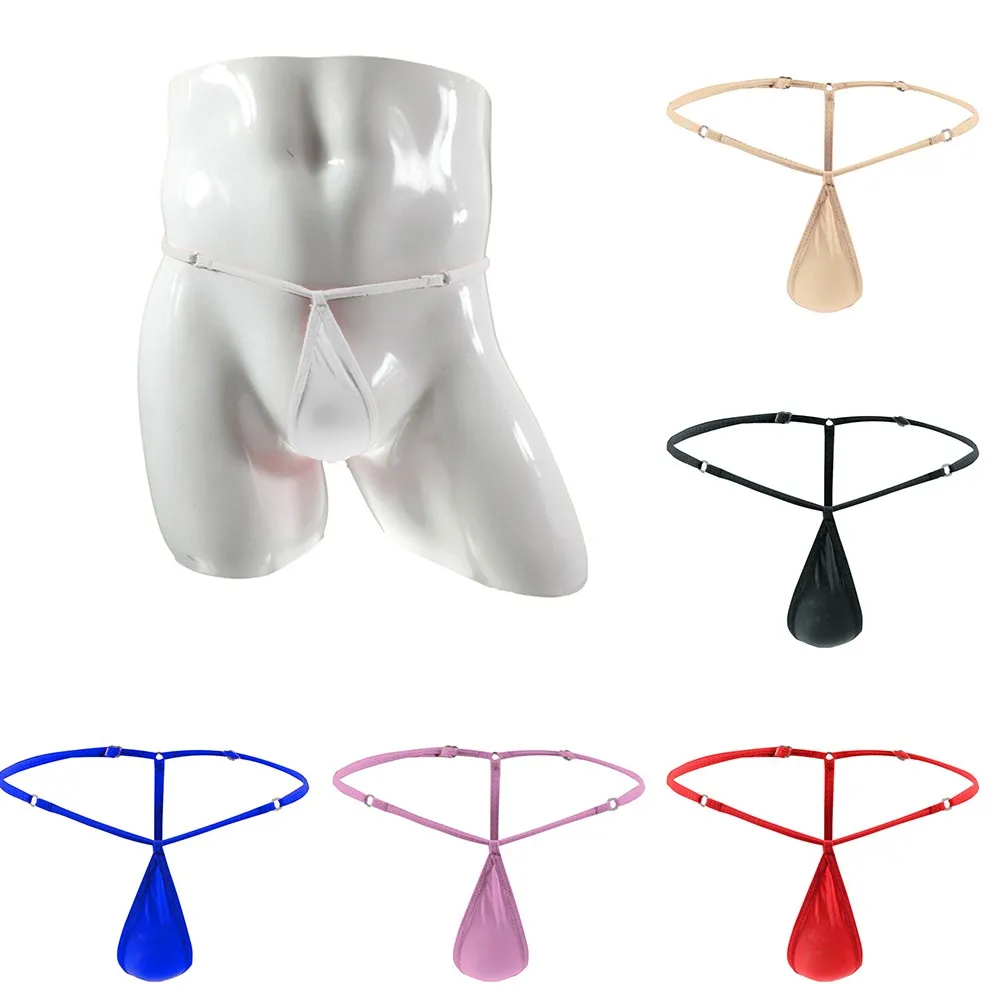 

Men Sexy Comfortable Breathable Low Rise Ice Silk Cozy Adjustable See-Through Sissy Gay Thong Intimates Underwear