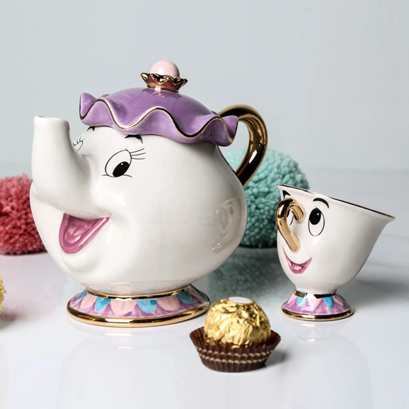 

Tea Pots Cartoon Tea Set Beauty And The Beast Mrs Potts Teapot Chip Cup Smile Lovely Creative Xmas Birthday Gift Droshipping