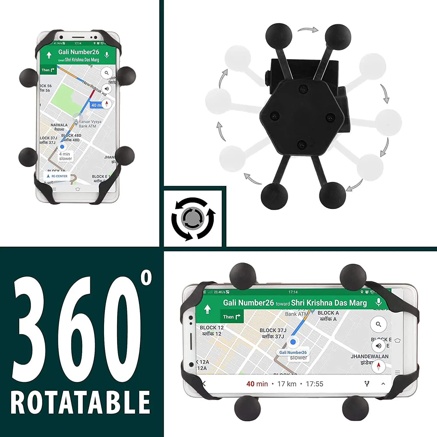 Universal Bike Motorcycle Phone Mount With USB Charger Mount Bracket 360° Rotation Bicycle Mirror GPS Phone Holder for 3.5-6.5