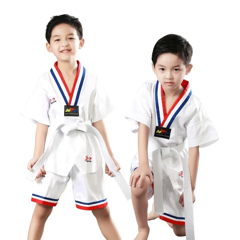 Детские летние шорты для тхэквондо с короткими рукавами униформа Dobok Gi TKD WTF