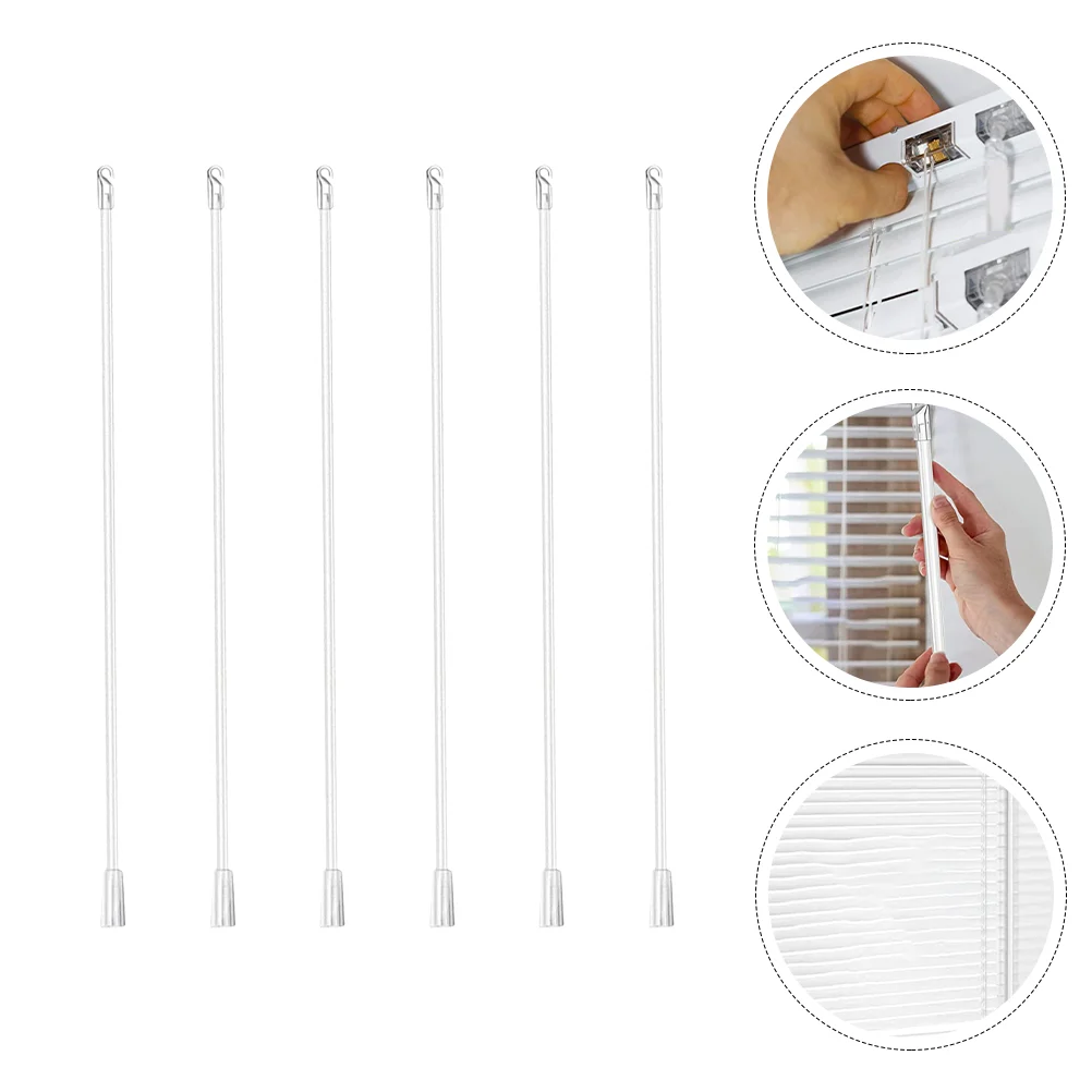 

6Pcs Venetian Blinds Pulling Rod Transparent Curtain Vertical Wand Accessory
