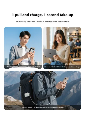MOVESPEED 3 в 1 20000 мАч Power Bank высокой емкости со встроенными выдвижными кабелями 70 см, портативный внешний аккумулятор с двусторонней быстрой зарядкой