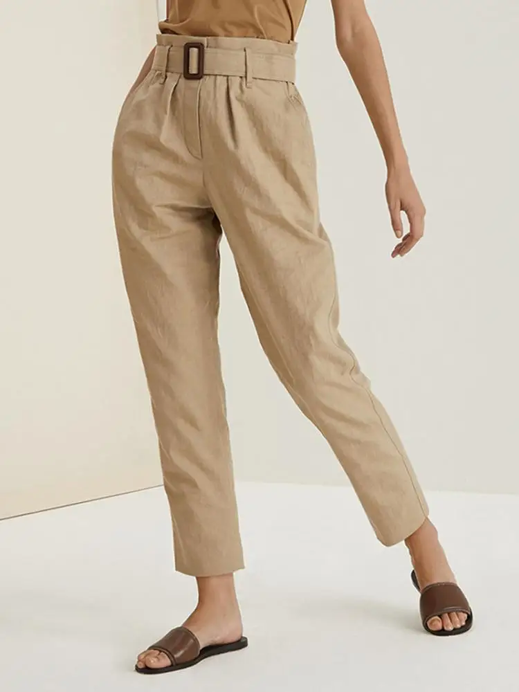 Thicken Women Pencil Pants with Sashes OL Style Female Work Suit Pant Fashion All-Match High Waist Loose Trousers High Quality