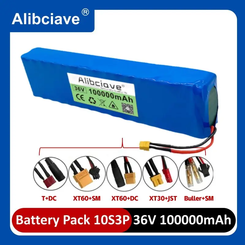 

36V 100000Ah 18650 Rechargeable Lithium Battery Pack 10S3P 1000W Power Modified Bicycle Scooter Electric Vehicle with BMS