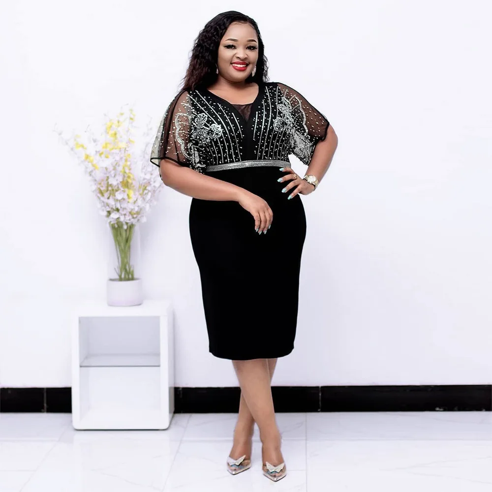 

Fashion Plus Size Luxury Crystal African Dress for Women 2022 Elegant Female Wedding Party Dress Africa Mother Kaftan Clothes