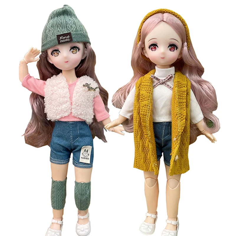 

Cartoon Anime Face 30cm Two-dimensional 1/6 BJD Doll Princess Doll (B) or Dress Up Clothes (A) Kids Girls Doll Toy Gift