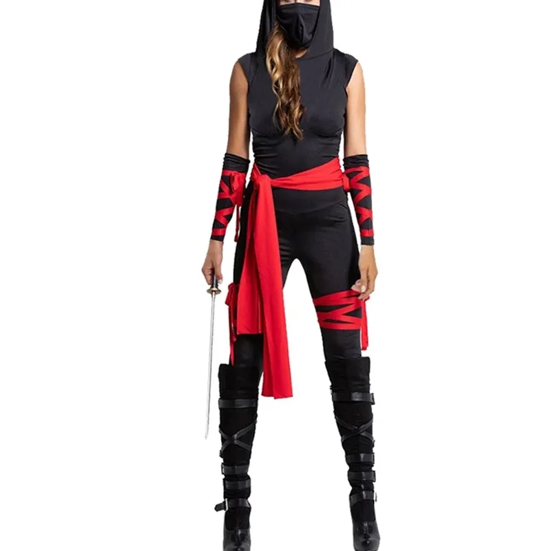 

Japan Samurai Costumes Ninja Cosplay Anime Halloween Costumes For Women Adult Superhero Warrior Jumpsuits Lady Carnival Dress