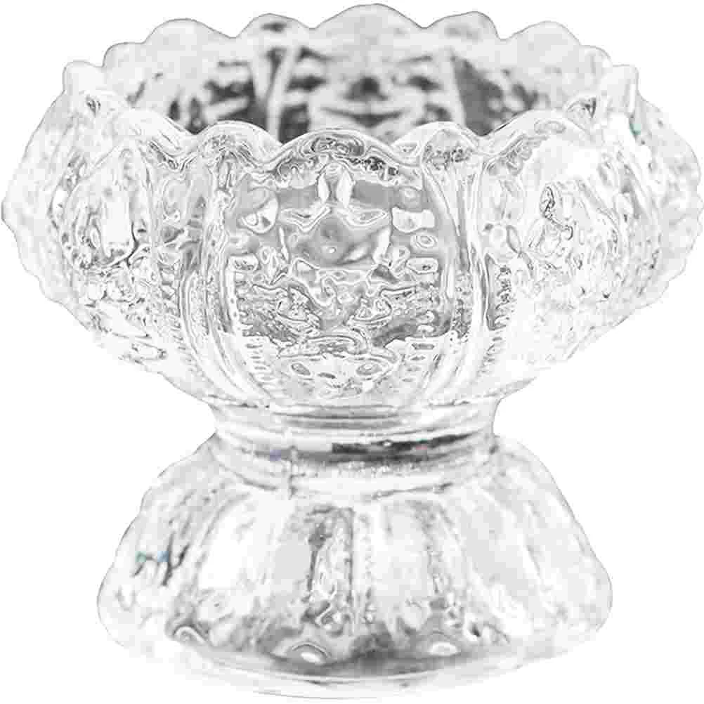 

2pcs Delicate Decorative Party Glass Tea Holder Glass Candlestick Candlestick Holders Holder
