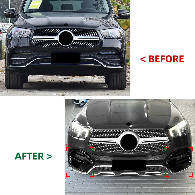 ABS Gloss Front Fog Lamp lighting Grill Grille Decorative Covers guard Stickers 2019-2023 For Mercedes Benz GLE W167 AMG Line