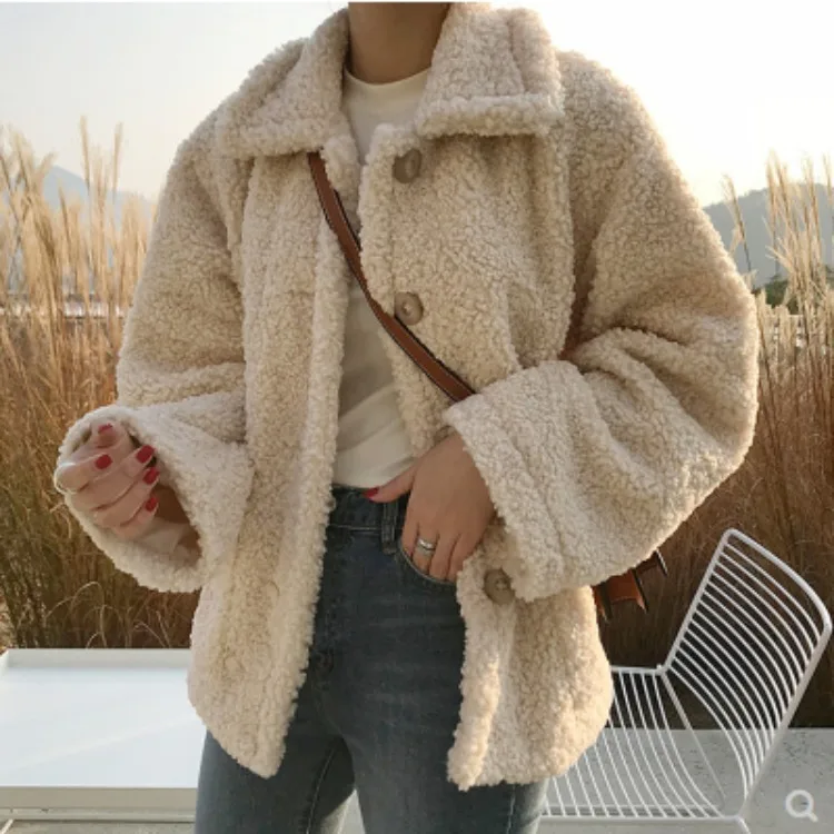 

Lamb wool coat women winter jacket autumn wear 2022 new Korean version of loose short coat