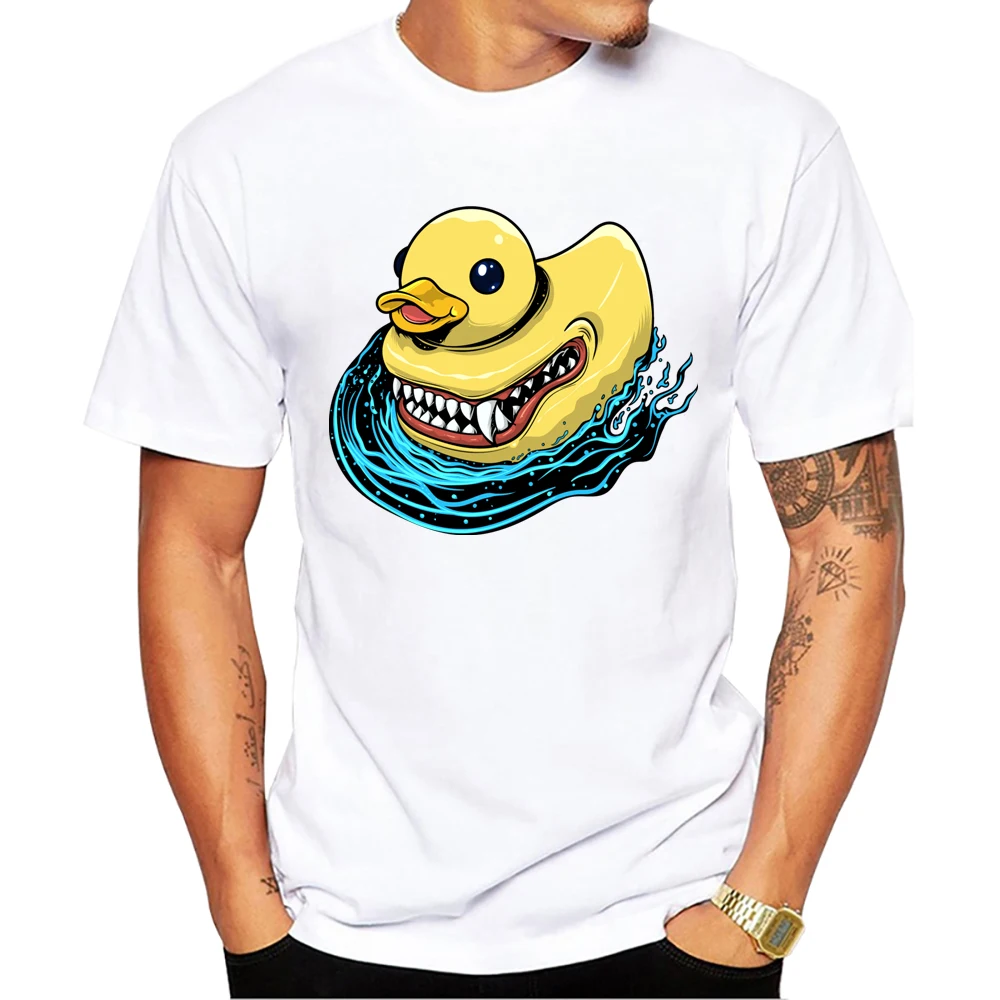 Teehub O-Ausschnitt Kurzarm männlich lässig Tops Vintage Hollow een Streetwear Dämon Ente Print Herren T-Shirt Herren Kleidung – Detail 4
