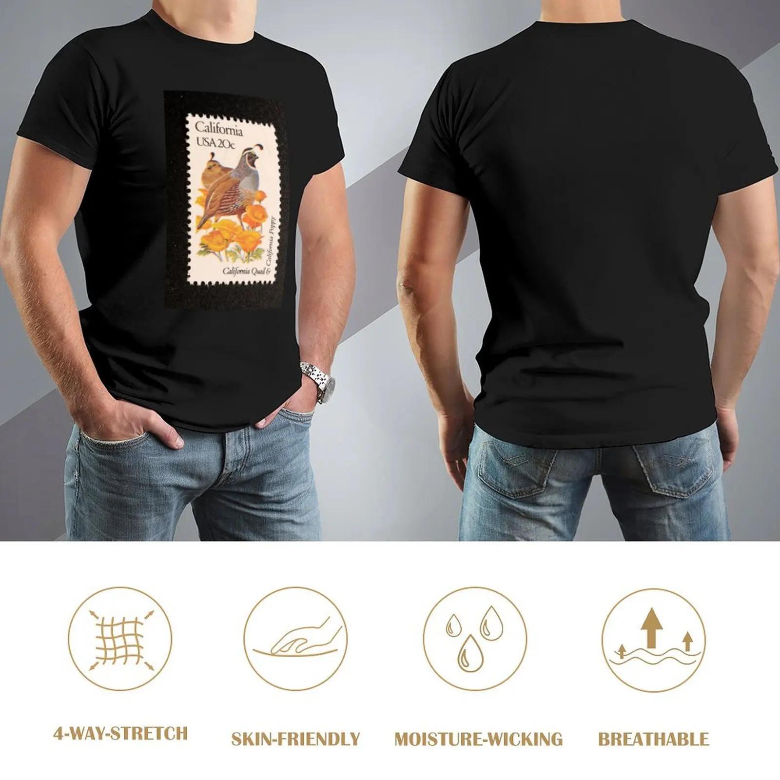 1982 20c футболка с почтовым znaczkiem California State Bird &amp Flower быстросохнущая дешевая