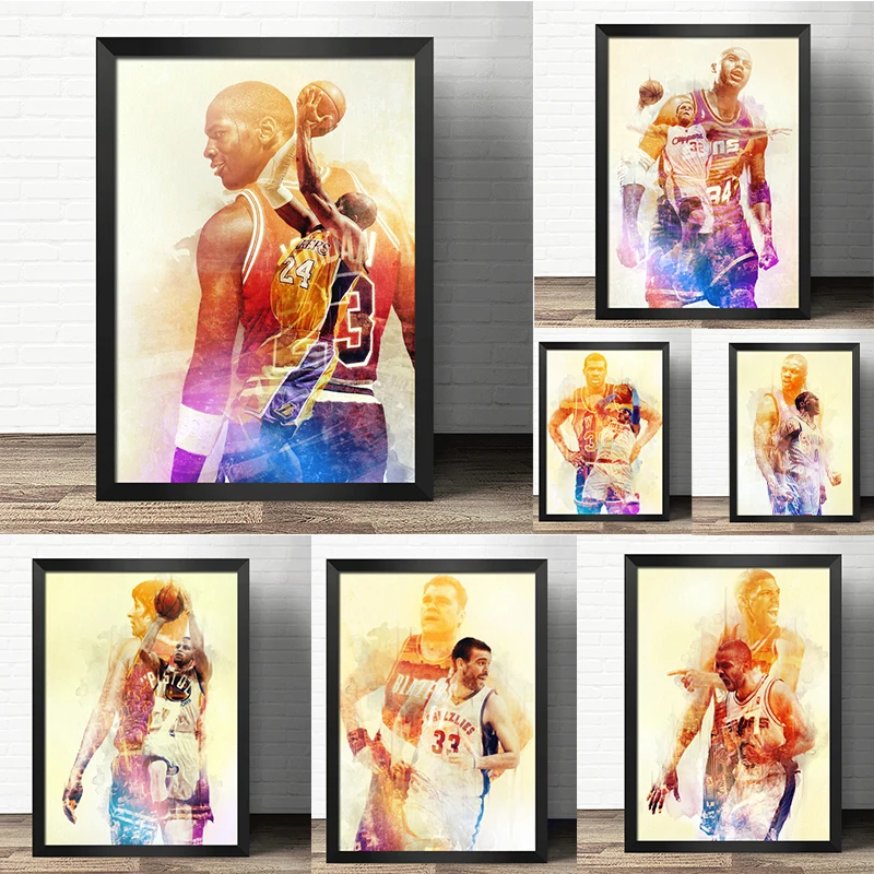 

Modern Basketball All Stars Vintage Posters HD Pictures Canvas Paintings Prints Wall Art Murals Living Room Home Decor Frameless