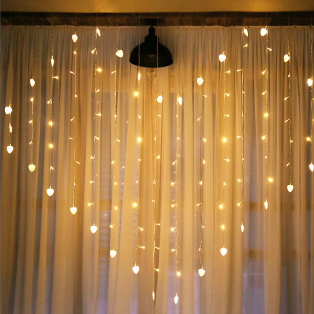 

1pc Curtain Light LED String Light Window Wall Decor Light Love Shape for Wedding Decor (without Warm White)