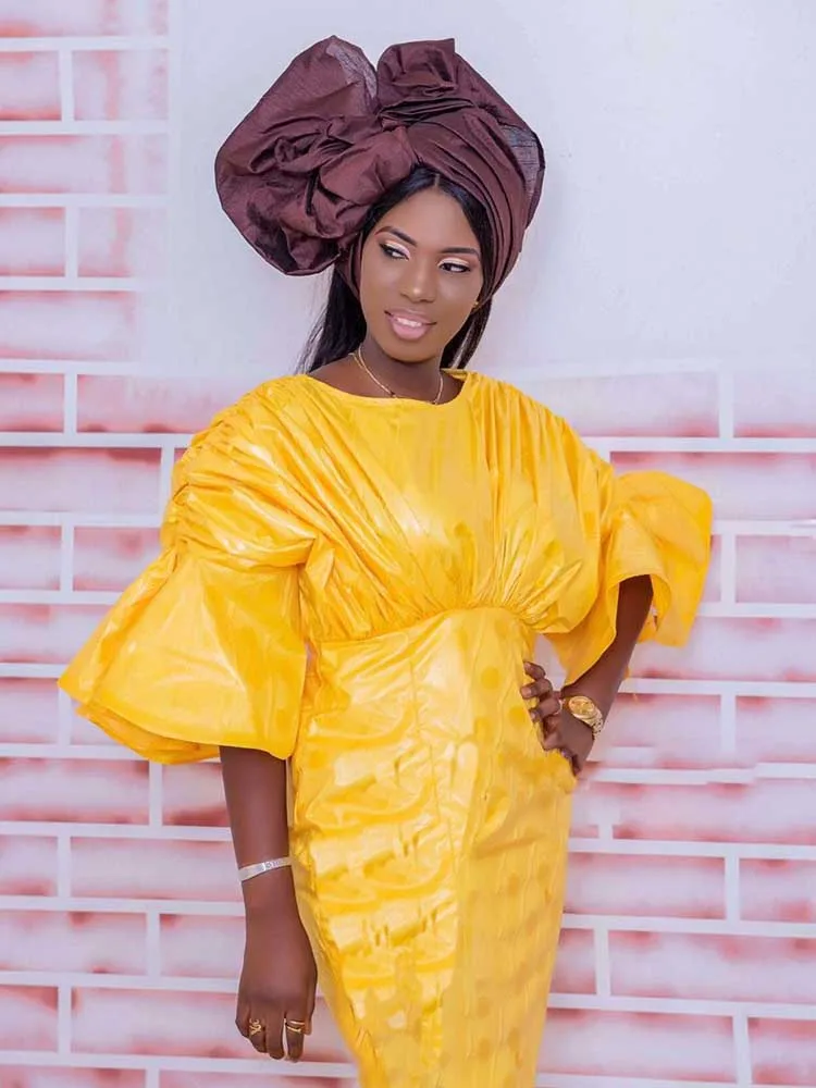 Желтое мусульманское платье-абайя Дубай оригинальные Роскошные Длинные платья