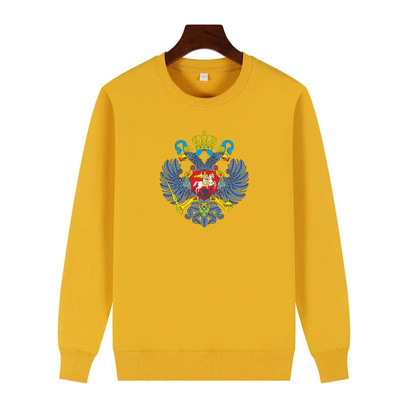 Классическая толстовка с круглым вырезом и бархатной подкладкой российский герб