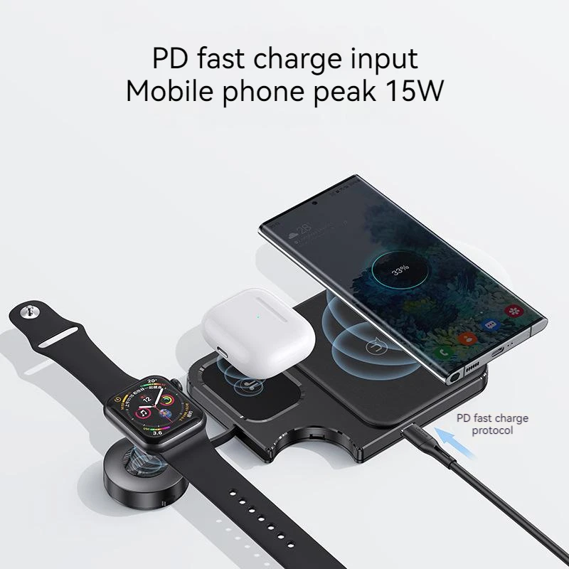 

Mobile phone watch earphone 3 in 1 desktop wireless charger