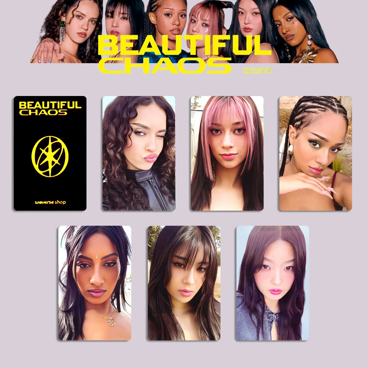 

KPOP KATSEYE 6 шт./компл. список фотокарточек Daniela Lara Megan BEAUTIFUL CHAOS новый альбом CHAOTIC SW Ver селфи карты коллекция фанатов