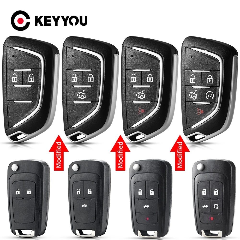 KEYYOU для Chevrolet Cruze Epica Lova Camaro Impala Buick модифицированный складной чехол Fob 2/3/4/5 Кнопка