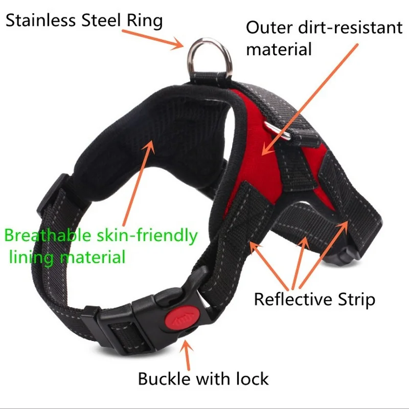 Explosion-proof Chest Harness Medium Large Dogs Adjustable Reflective Pet Mesh Dog arnes perro шлейка для собак | Дом и сад