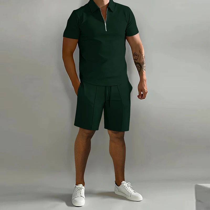 Spring 2 Piece Set Men Solid Men's Clothes Draped Short Long Sleeve Tops Long Pants Loose Tracksuit Casual Draping Suits 4Xl