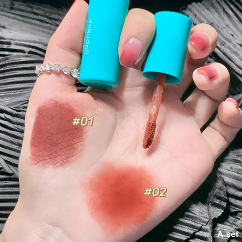 

Ynkudoll Lip Gloss 2PCS/Set Matte Lipstick Waterproof Long Lasting Women Red Lip Tint Velvet Lip Glaze Cosmetics