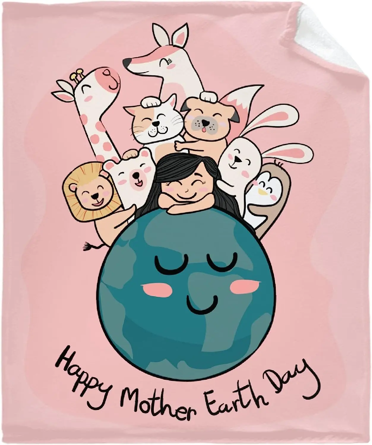

Happy Mother Earth Day Flannel Blanket Soft Fuzzy Cozy Microfiber Luxury Plush Throw Blanket for Bedding Couch Travel