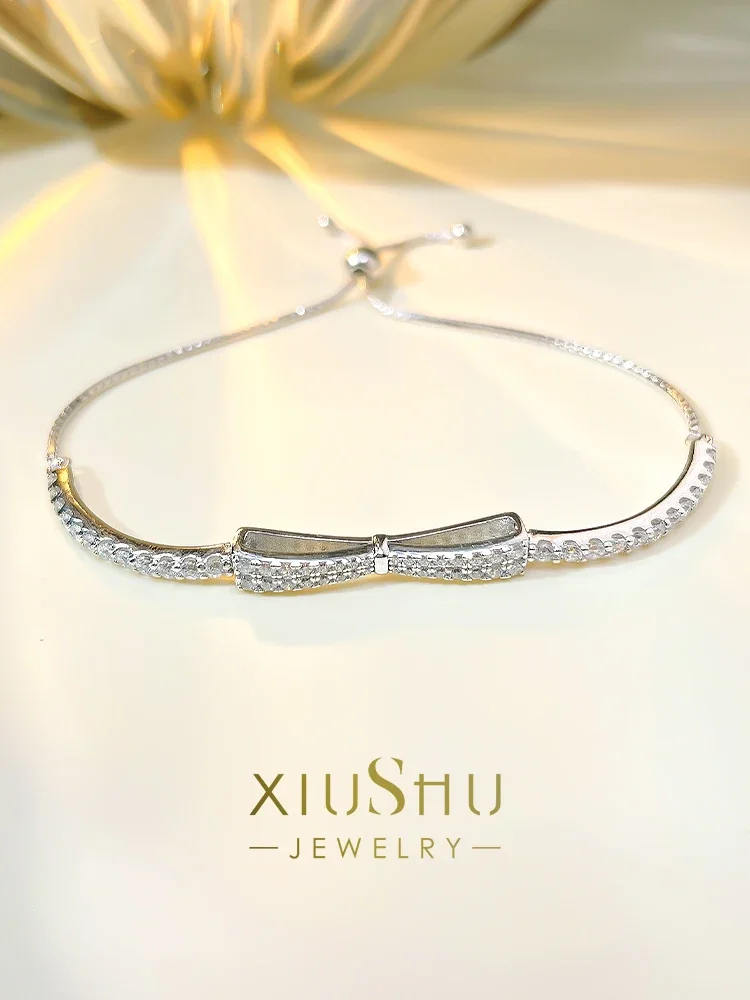 

Модный и роскошный браслет Desire из серебра 925 пробы с инкрустацией из Высокоуглеродистых бриллиантов для простого и универсального стиля знаменитостей