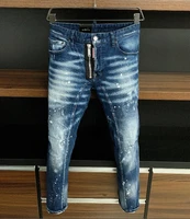 jeans pants design cool top jeans men slim jeans denim trousers blue hole pants jeans for men a382