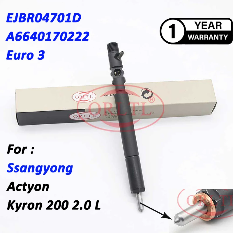 

Euro 3 Nozzle EJBR04701D New Common Rail Injector A6640170222 Diesel Fuel Gun 4701D For Ssangyong Engine Actyon Kyron 200 2.0L