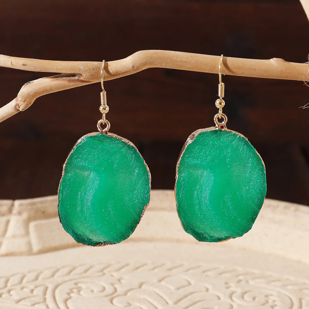 

2023 New In Women's Resin Stone Immitation Druzy Drop Earrings